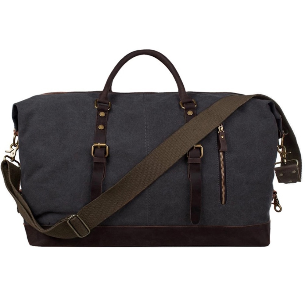Canvas & Leather Weekender Duffle Bag